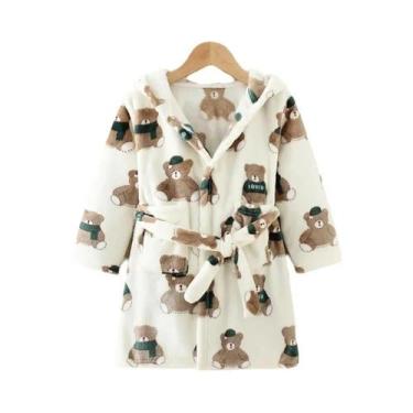 Imagem de Pijamas De Flanela Para Crianças, Robe Macio Com Capuz, Roupas De Dorm