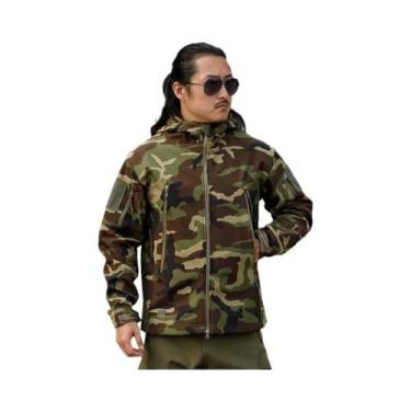Imagem de Jaqueta Tática Com Capuz Em Camuflagem Sharkskin Soft-shell, Casaco Ex