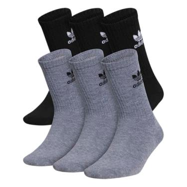 Imagem de Meia masculina Adidas Originals infantil para meninos/meninas Trefoil (6 pares), Heather Grey/ Black Black/ White, Large