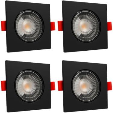 Imagem de Kit 4 Spot Led Embutir Quadrado 5W Branco Frio 6500k Bivolt Preto - Il