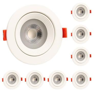 Imagem de Kit 8 Spot LED Embutir 12W Redondo Branco Quente 3000K Bivolt 133x133m