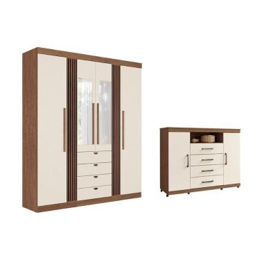 Imagem de Guarda Roupa +cômoda 2 Peças Qc277 Jatoba/areia - Santos Andirá