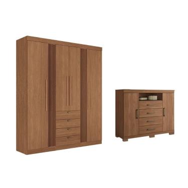 Imagem de Guarda Roupa +cômoda 2 Peças Qc294 Jatobá - Santos Andirá