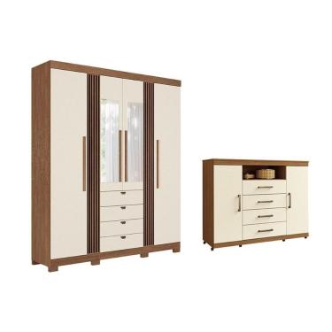 Imagem de Guarda Roupa +cômoda 2 Peças Qc269 Jatoba/areia - Santos Andirá