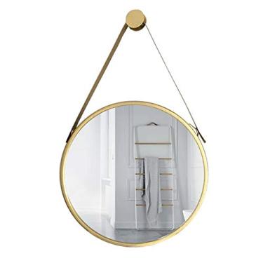 Imagem de Espelho de parede retangular LED espelho de banheiro luz Shaing Dressing quarto anity grande espelho anti-neblina (tamanho: 700 * 900 mm) (diâmetro dourado 70 cm) (diâmetro dourado 70 cm)