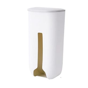 Imagem de Organizador de panela e panela de cozinha suporte de saco de plástico de mercearia dispensador de parede suporte de saco de lixo recarregável protetor de saco de armazenamento de cozinha (cor: cinza