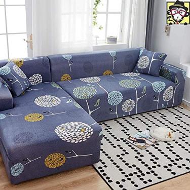 Imagem de Capa de sofá em forma de L, capa de sofá moderna de canto macia, superelástica, poliéster e elastano, antiderrapante, resistente a manchas, lavável na máquina com 2 fronhas (D 145 ~ 185 cm + 190 ~ 230