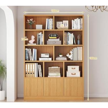 Imagem de Estante de leitura combinada de madeira maciça, prateleiras de exibição de estante inclinada para parede Prateleira divisória de entrada para armário de vinho (Cor: Cor nogueira 100 x 24 x 180 cm