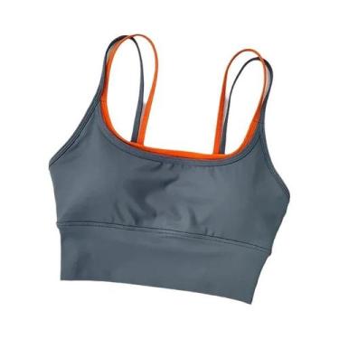 Imagem de Sutiã Esportivo Feminino Com Bloco De Cores E Alças Para Yoga, Camisol