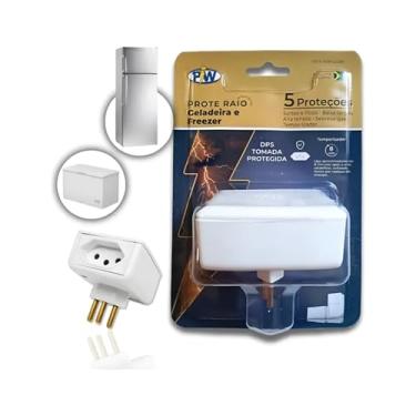 Imagem de Protetor Contra Raios para Geladeira e Freezer 127V e 220V 10A, com Disjuntor Eletrônico, Proteção Contra Surtos Elétricos, Branco, Plástico ABS, Retangular (220, Volts)