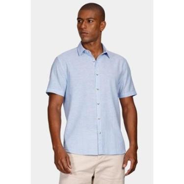 Imagem de Camisa Manga Curta Move Slim Linho Algodão Azul-Masculino