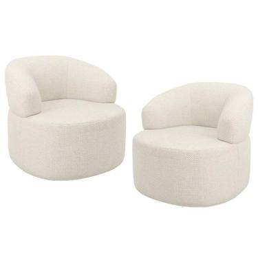 Imagem de Kit 02 Poltronas Giratória Orgânica Para Sala de Estar Living Helena L