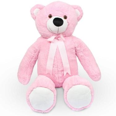 Imagem de Urso de Pelúcia 1,10 Metros Rafael Cor Rosa - Fofuxos de Pelúcia