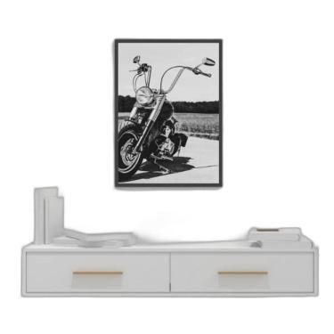 Imagem de Quadro Fotografia Preto E Branca Moto 24X18Cm - Com Vidro