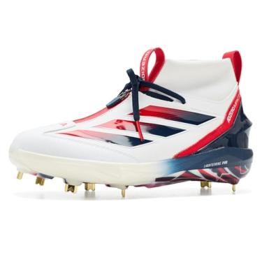 Imagem de adidas Tênis de beisebol masculino Adizero Impact+ 2.0 BSB EUA, Branco/Team Navy Blue/Team Collegiate Red, 43