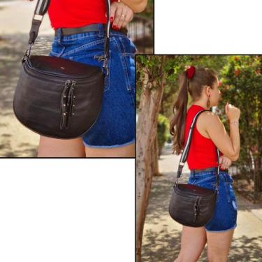 Imagem de Bolsa feminina transversal estilo pochete - Golden Fenix, M, Preto