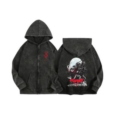 Imagem de Moletom Unissex Com Zíper E Capuz Estampado Anime Berserk Harajuku Gót