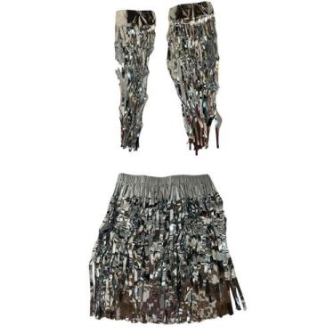 Imagem de Kit Ombreira C/Saia Prata Fantasia Carnaval Festa Festival - sm decora