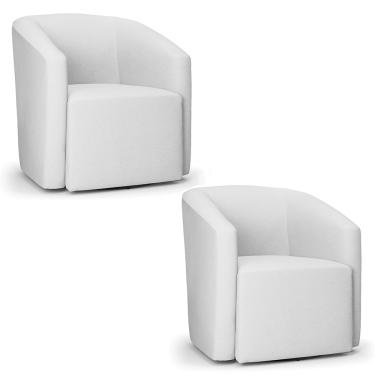 Imagem de Poltrona Decorativa Base Giratória Kit 2 Stella Max  Linho Cinza D03 - D'Rossi