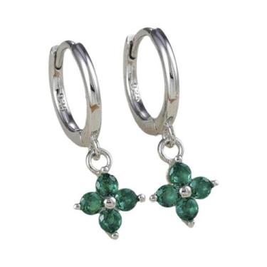 Imagem de Brincos De Argola Com Pingente De Flor De Zircônia Colorida Para Mulhe