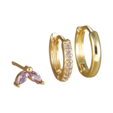 Imagem de Conjunto De Brincos De Argola Femininos Em Aço Inoxidável Com 3 Peças: