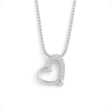 Imagem de Colar Pingente Coração Feminino Prata 925 Presente mulher namorada Esposa Mãe