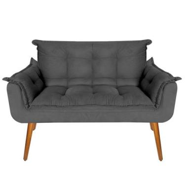 Imagem de Namoradeira Com Fibra Siliconada Suede Cinza Grafite -CASA DA POLTRONA