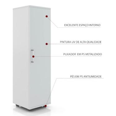 Imagem de Armário Organizador Multiuso para Cozinha, Lavanderia, Sapateira - Móveis Multiuso com 1 Porta e 2 Prateleiras(Branco)