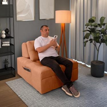 Imagem de Puff Retratil Cozy Em Minutos Tenha um Sofá Cama Solteiro Multiuso 3 Em 1 Revestimento TerraCota em Bouclê Casa Imperial