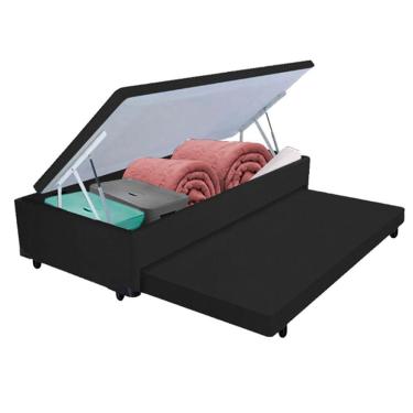 Imagem de Bicama Box Baú Com Cama Auxiliar Solteirão 96x203x44 Preto