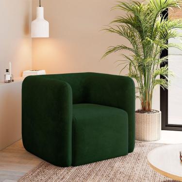 Imagem de Poltrona Decorativa Sala De Estar Trinidad Base Fixa Veludo Verde G33 - Gran Belo