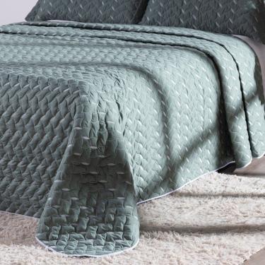 Imagem de Cobre Leito Bordado 400 Fios Heitor Casal Queen 100% Poliéster - Verde Militar