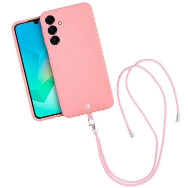 Imagem de Kit Capa Silicon Veloz Para Samsung Galaxy A16 5g + Cordão Phone Strap Flex - Rosa - Gshield