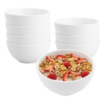 Imagem de Jogo 8 Bowl de Porcelana Tigela Caldo Sopa Porções Branco Clean 330ml 