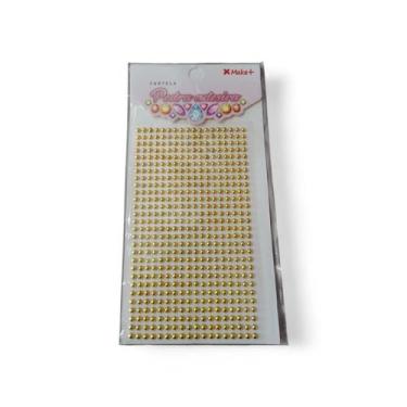 Imagem de Cartela pedra adesiva-meia pedra. 4mm ouro metalica - MAKE +
