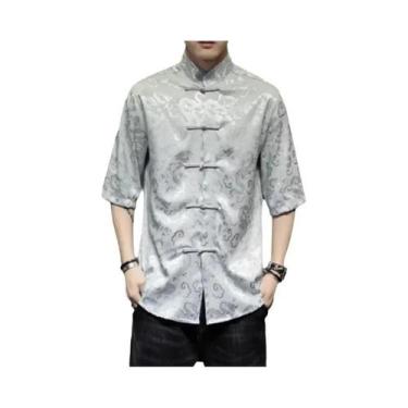 Imagem de Camisa Masculina plus Size De Manga Curta Estilo Dragão Kung Fu, Elega