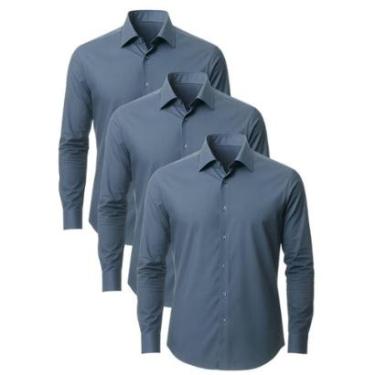 Imagem de Kit 3 Camisas Social Masculina Manga Longa Crocker-Masculino