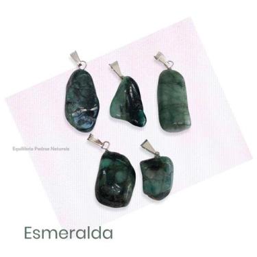 Imagem de Pingente Pedra Natural Esmeralda Polido - Inspiração E Cura Cor:Verde 