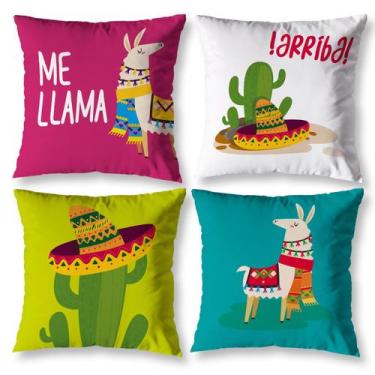 Imagem de Kit 4 Capa de Almofada 40cm x 40cm Decorativas Estampadas Digital Colo