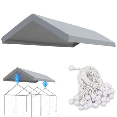 Imagem de TGEHAP Cobertura de dossel de substituição de garagem de 25 x 50 cm para garagem moldura de garagem superior lona abrigo tenda festa resistente (apenas capa superior, moldura não incluída) (cinza, 25