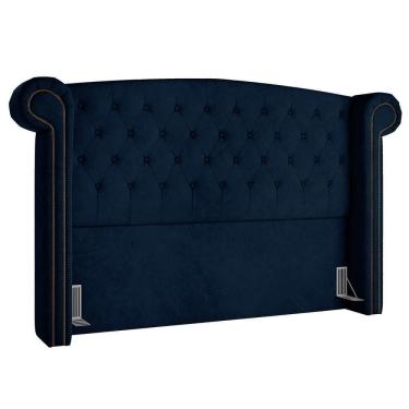 Imagem de Cabeceira Cama Box Casal Queen 160cm Provença P02 Veludo Azul Marinho - Mpozenato