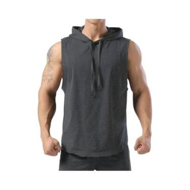 Imagem de Camiseta Regata Masculina Com Capuz, Cor Sólida, Nova Coleção 2023, Es