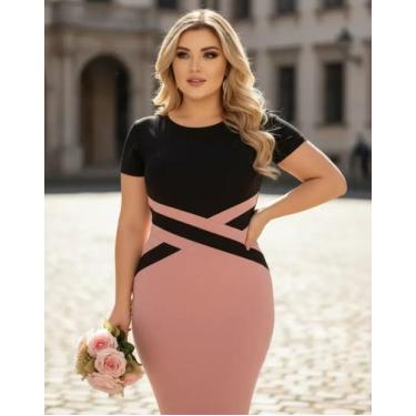Imagem de Vestido Plus Size Detalhe em X Moda Feminina Evangélica - Miss FLOWER,