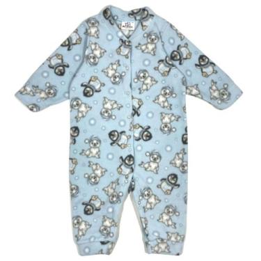 Imagem de Macacão Soft Estampado Pettenati Com Botão Bebê Inverno, Morsa azul m2