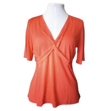 Imagem de Blusa Decote Nó de Manga Curta em Viscolycra Laranja - Le Lyrys, P