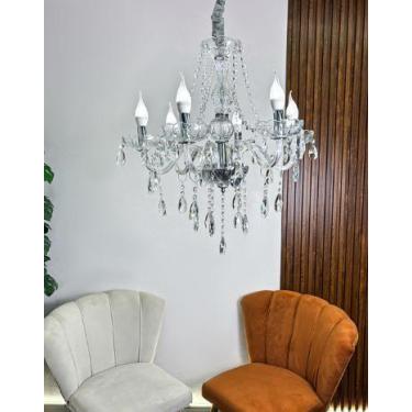 Imagem de Lustre De Cristal Luminária Luxuoso Transparente 8 Braços, Classico, C