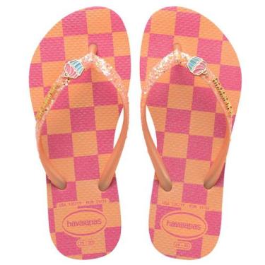 Imagem de Chinelo Menina Havaianas Kids Glitter, Pêssego, 31/32