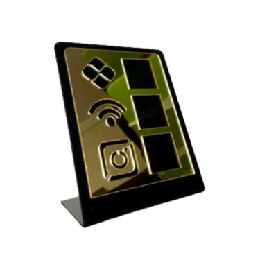 Imagem de Placa De Pagamento Pix Acrílico Com 3 Qr Code PRETO E DOURADO - VIZA G