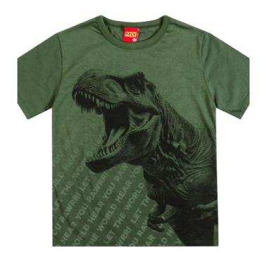 Imagem de Camiseta Menino Kyly Algodão Estampa Localizada de Dinossauro cor Verd