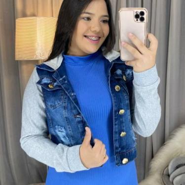 Imagem de Jaqueta jeans com manga e capuz moletom - Cleo Smart
